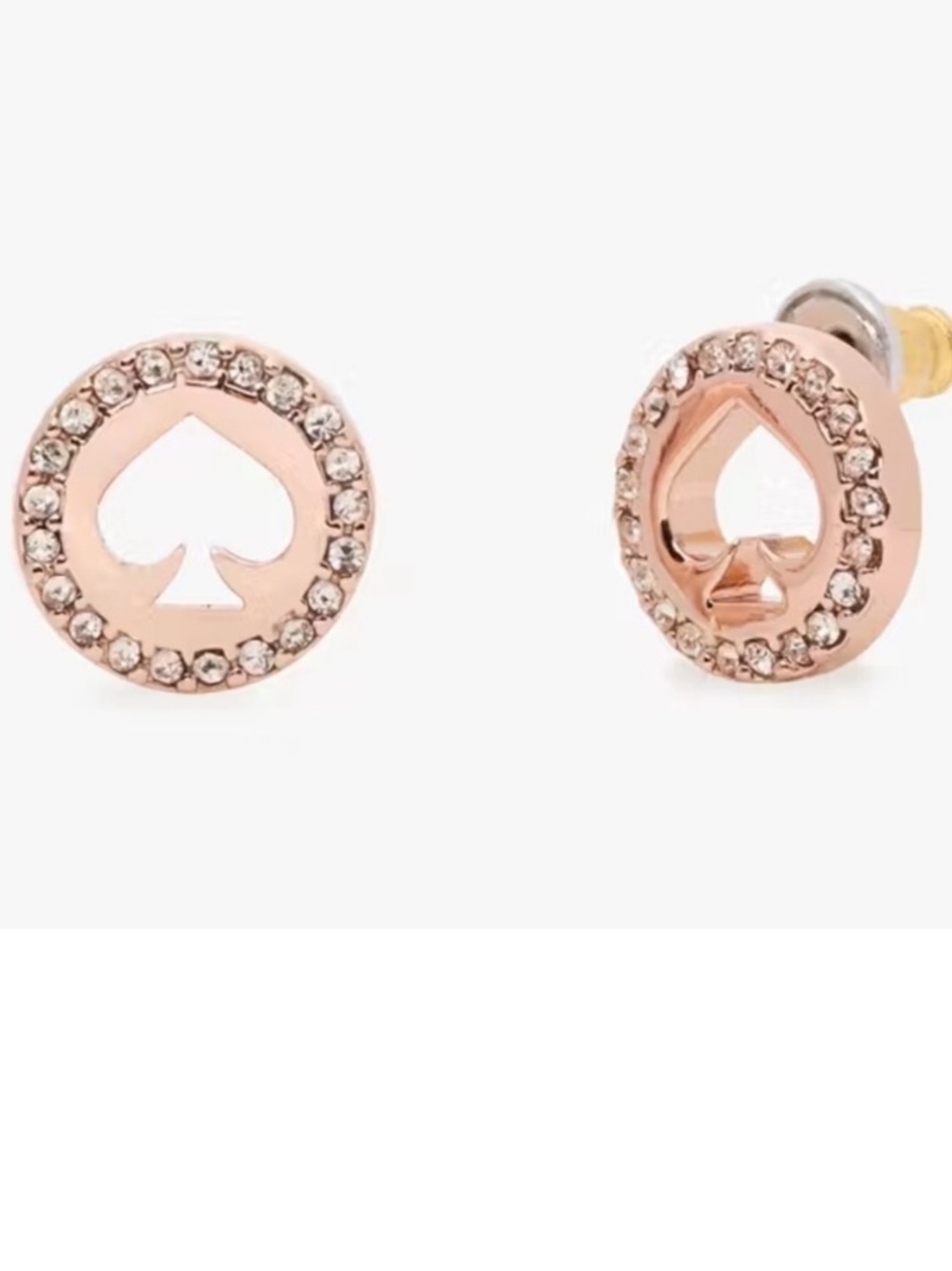 Kate Spade Rose Gold Spot the Spade Pave Halo Heart Earrings with Dust bag - Picture 14 of 14